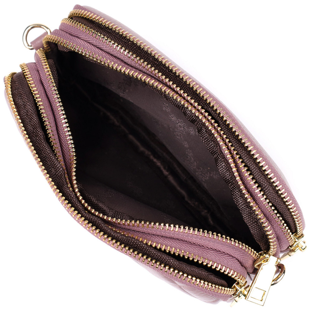 Женская сумка из натуральной кожи с тремя секциями Vintage 22891 Пурпурный Киев - изображение 7