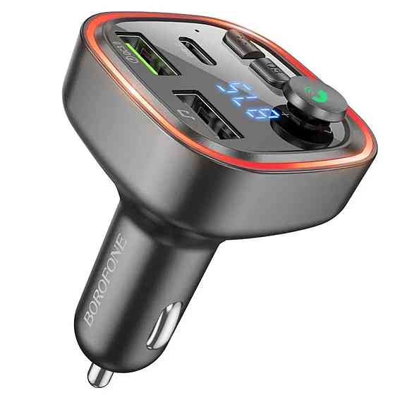 Автомобільний зарядний пристрій з FM-модулятором BOROFONE BC48 Broad QC3.0 car Bluetooth, FM transmitter, колір чорний BC48B Одеса