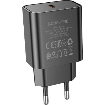Зарядное устройство BOROFONE BA71A Power USB-C PD20W Black (6974443387957) Винница - изображение 1