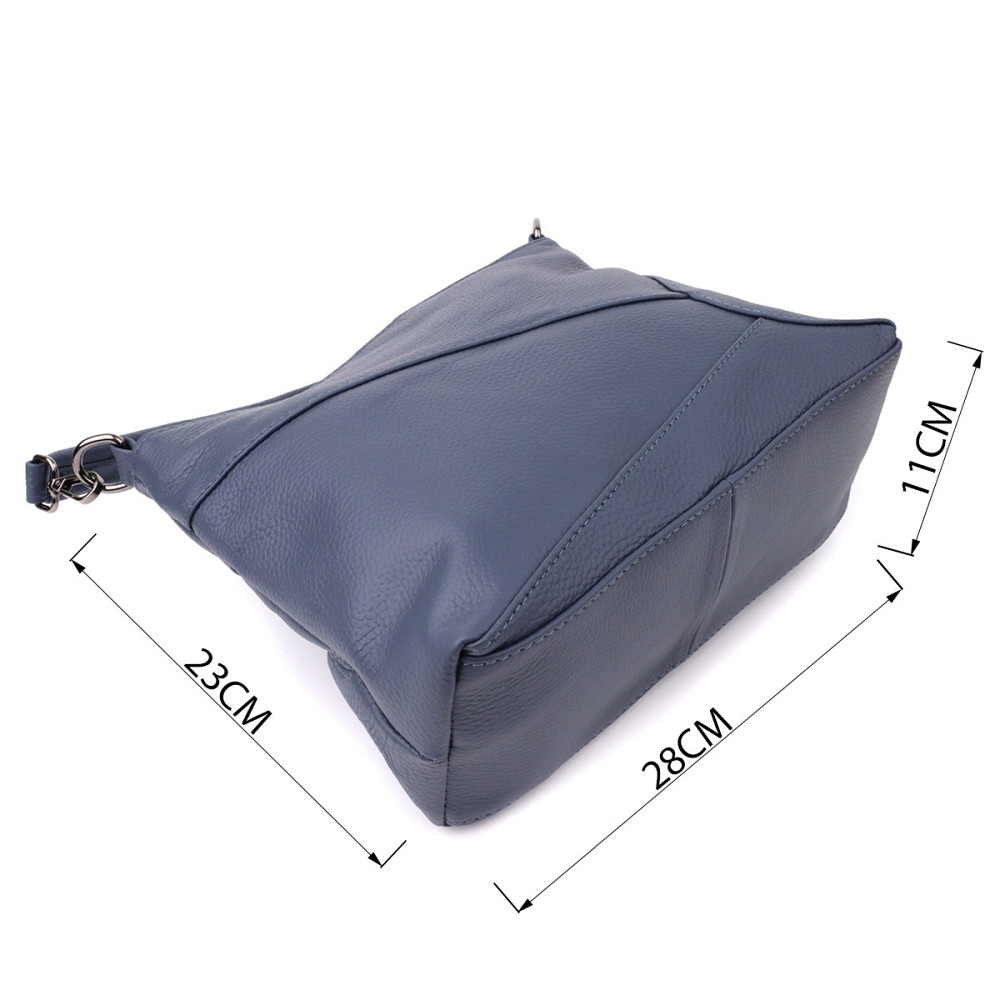 Жіноча сумка на два відділення з натуральної шкіри Vintage 23016 Синій Київ - фото 3