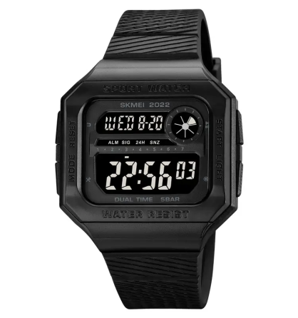 Годинник чоловічий спортивний наручний Skmei 2022 (Чорний з чорним циферблатом) Київ