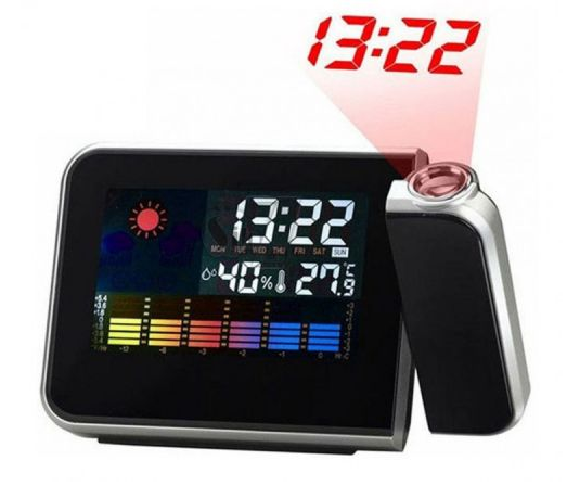 Настільний годинник - метеостанція з проектором часу, термометр, гігрометр Чорний Color Screen 8190 Одеса - фото 3