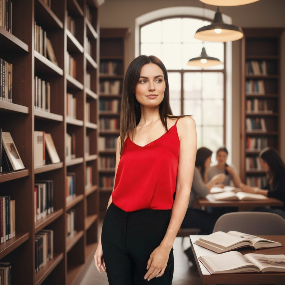 Шовкова майка на тонких бретельках Червоний XL/2XL Харків - фото 1