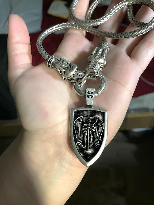 Кулон Архангел Михаїл RESTEQ — стильний чоловічий кулон на ланцюжку 60 см із цинкового сплаву, масивна та виразна прикраса у Київ - фото 6