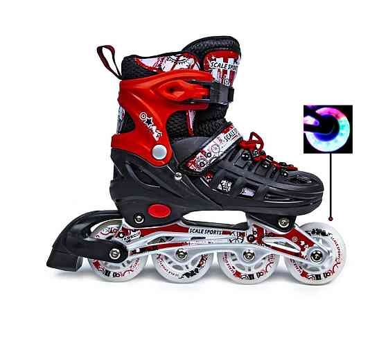 Ролики с комплектом защиты (на колени, локти и ладони) Scale Sports Красные. Размер 34-38 Одесса