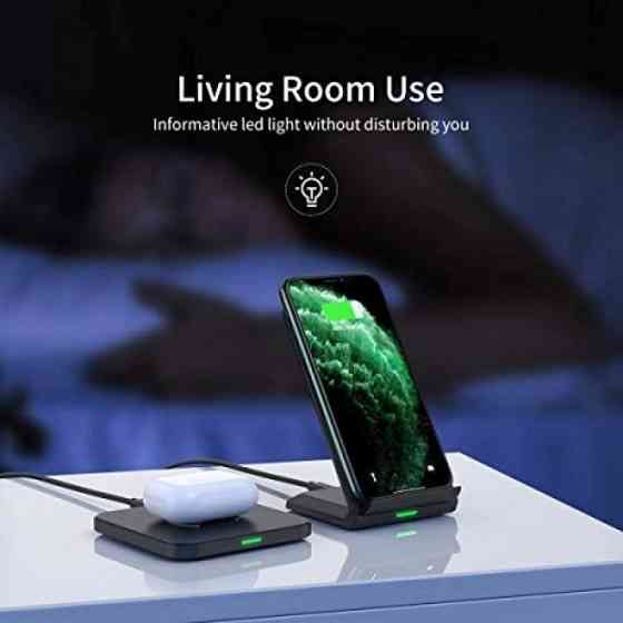 Бездротова зарядка CHOETECH 2-в-1, зарядна підставка + пад 10W Qi для iPhone, Samsung, AirPods, комп Київ