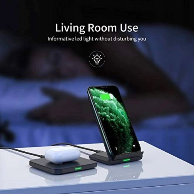 Беспроводная зарядка CHOETECH 2-в-1, подставка коврик 10W Qi для iPhone Samsung AirPods комплект с 2 Киев - изображение 2