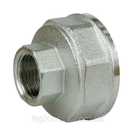 Муфта редукционная никелированная 1″ВР х 1/2″ВР штампованная восьмигранная А0331А(нк) VA Черновцы