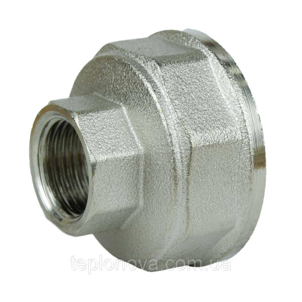 Муфта редукционная никелированная 1″ВР х 1/2″ВР штампованная восьмигранная А0331А(нк) VA Черновцы - изображение 1