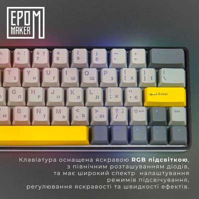 Клавіатура Epomaker EP64 60 Mulan Switch Hot-Swap RGB Wireless/Bluetooth/USB UA Black (EP64-B-M) Вінниця - фото 2