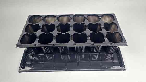 Касета для розсади 44*20,5*8 пластикова з піддоном на 18 V-ячеек-200 см3 (черка60 мм*60 мм*80 мм) (1 шт.) Харків