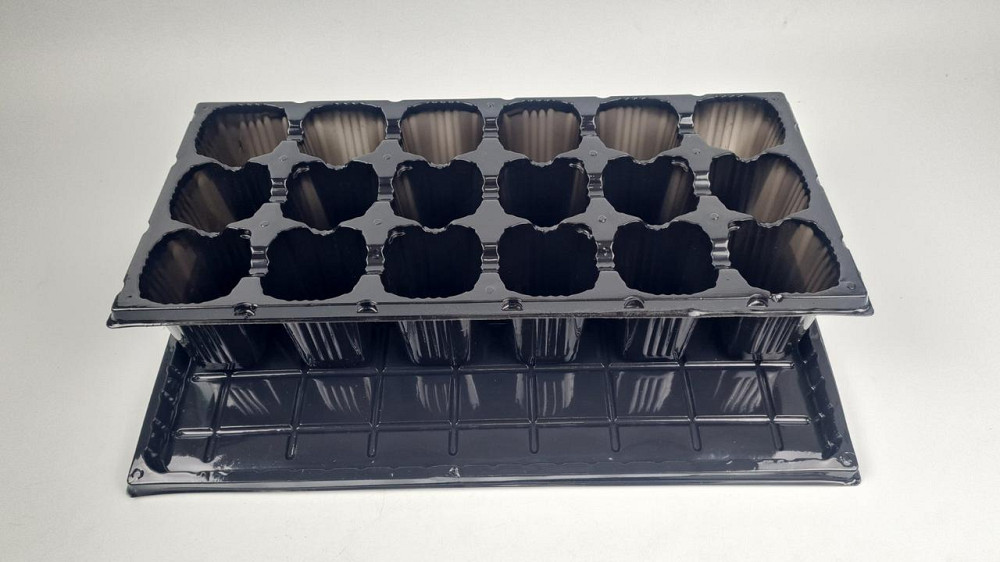 Набор для рассады кассета 44*20,5*8  с поддоном на 18 V-ячеек-200 см3(ячейка60мм*60мм*80мм) (1 шт) Харьков - изображение 2