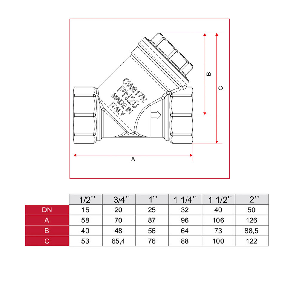 Фільтр грубого очищення ITAP 1 1/2″ 192 (000002880) Київ - фото 5