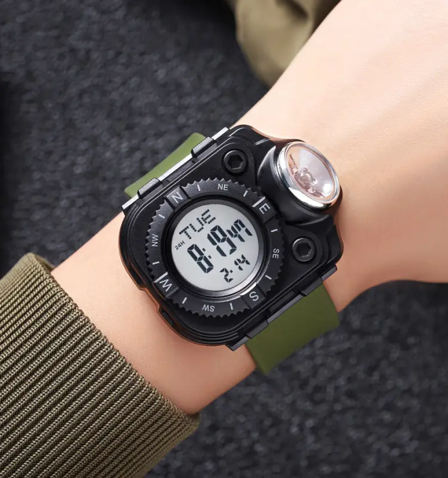 Чоловічий наручний годинник з ліхтарем Skmei 2187 Зелений з білим циферблатом Вінниця - фото 6