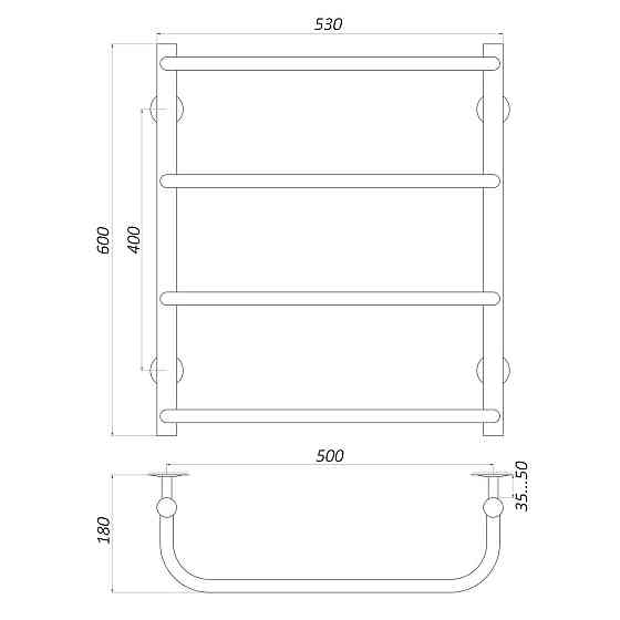 Рушникосушарка UNIO LS W 600-500-4 Драбинка Скоба вода (000020879) Київ