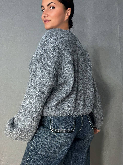 Светр жіночий A-N 08-1 оверсайз з вовною виріз мис, сірий, one size Київ - фото 14