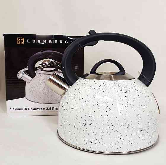Кухонний чайник газовий Edenberg, Функціональний чайник зі сталі зі свистком Гарний для плит UN-91 Львів