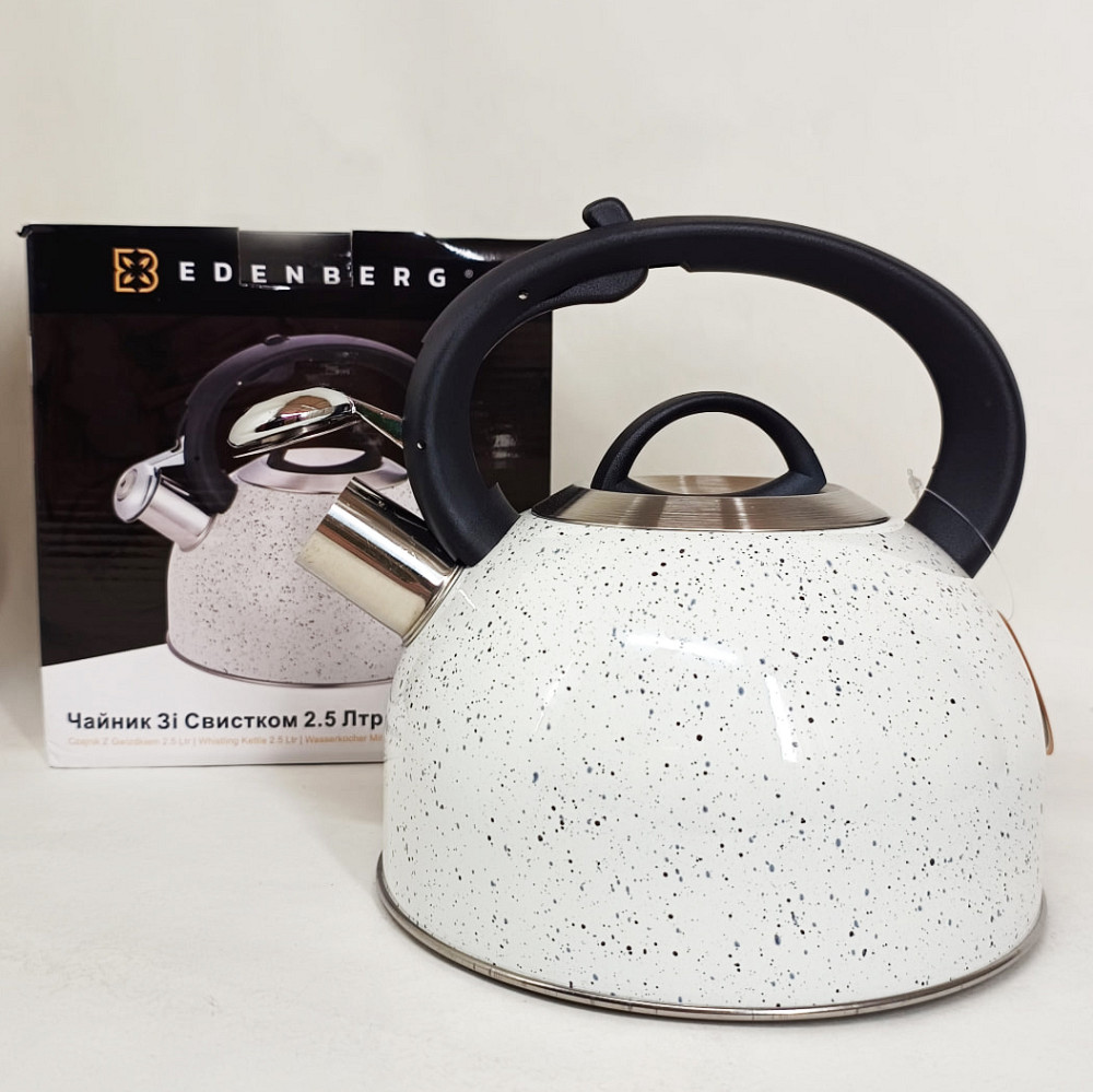 Кухонний чайник газовий Edenberg, Функціональний чайник зі сталі зі свистком Гарний для плит UN-91 Львів - фото 5