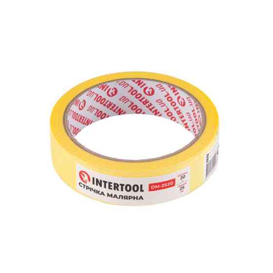 Лента малярная 25мм, 20м, желтая INTERTOOL DM-2520 Киев