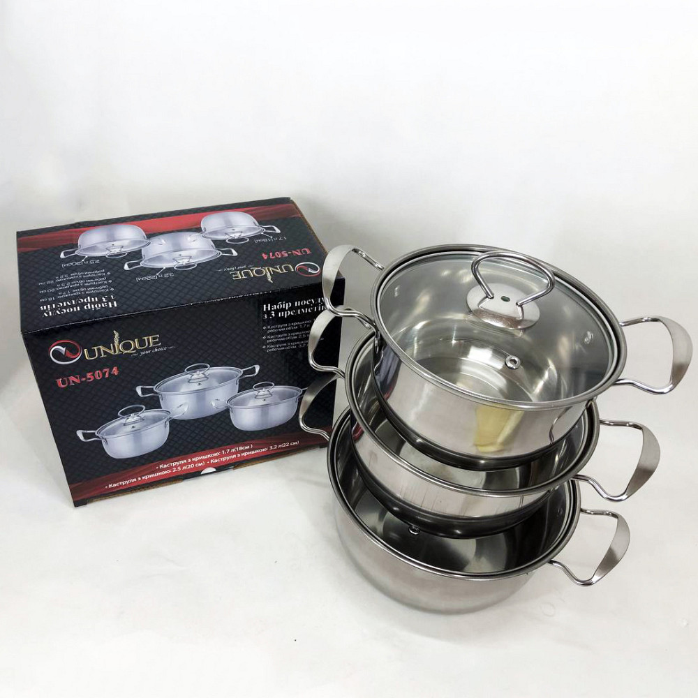 Хороший набор кастрюль
 UNIQUE UN-5074, Набор больших кастрюль для электроплиты AT-44 Львов - изображение 10