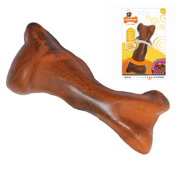 Nylabone Strong Chew Rubber Bone Beef with Gravy НИЛАБОН БИФ КОСТЬ жевательная игрушка для собак, вкус говядины с подливой Киев