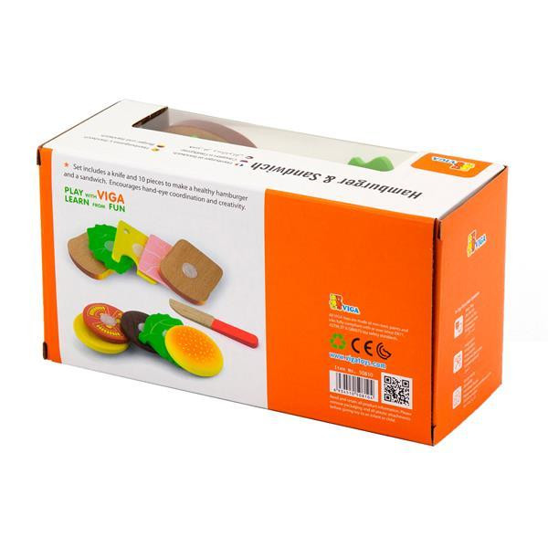 Игрушечные продукты Viga Toys Деревянные гамбургер и сэндвич (50810) Харьков - изображение 7
