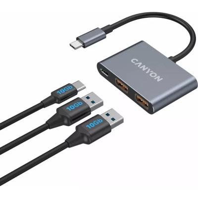 Концентратор Canyon hub DS-3 3in1 USB-C Dark Grey (CNS-TDS3) Вінниця - фото 7