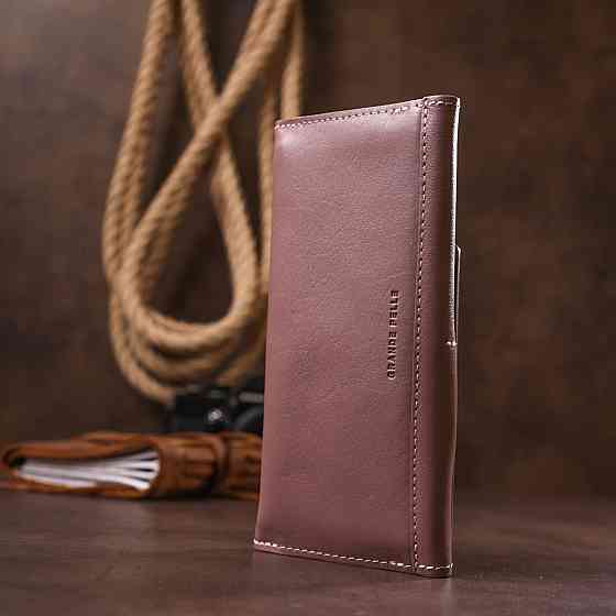 Чудовий шкіряний жіночий гаманець Рожевий (GRANDE PELLE) Київ