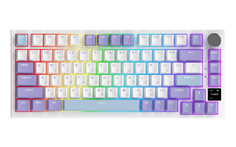 Клавіатура бездротова Ajazz AK820 Pro Flying Fish Switch Purple RGB With Screen (AK820PRO-FF-PWB) ( 11391 ) Харків - фото 2