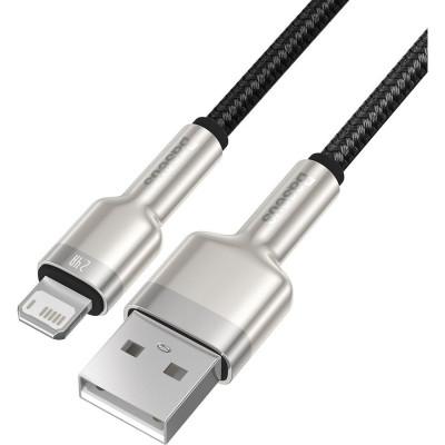 Дата кабель USB 2.0 AM to Lightning 2.0m 2.4A metal black Baseus (CALJK-B01) Вінниця - фото 2