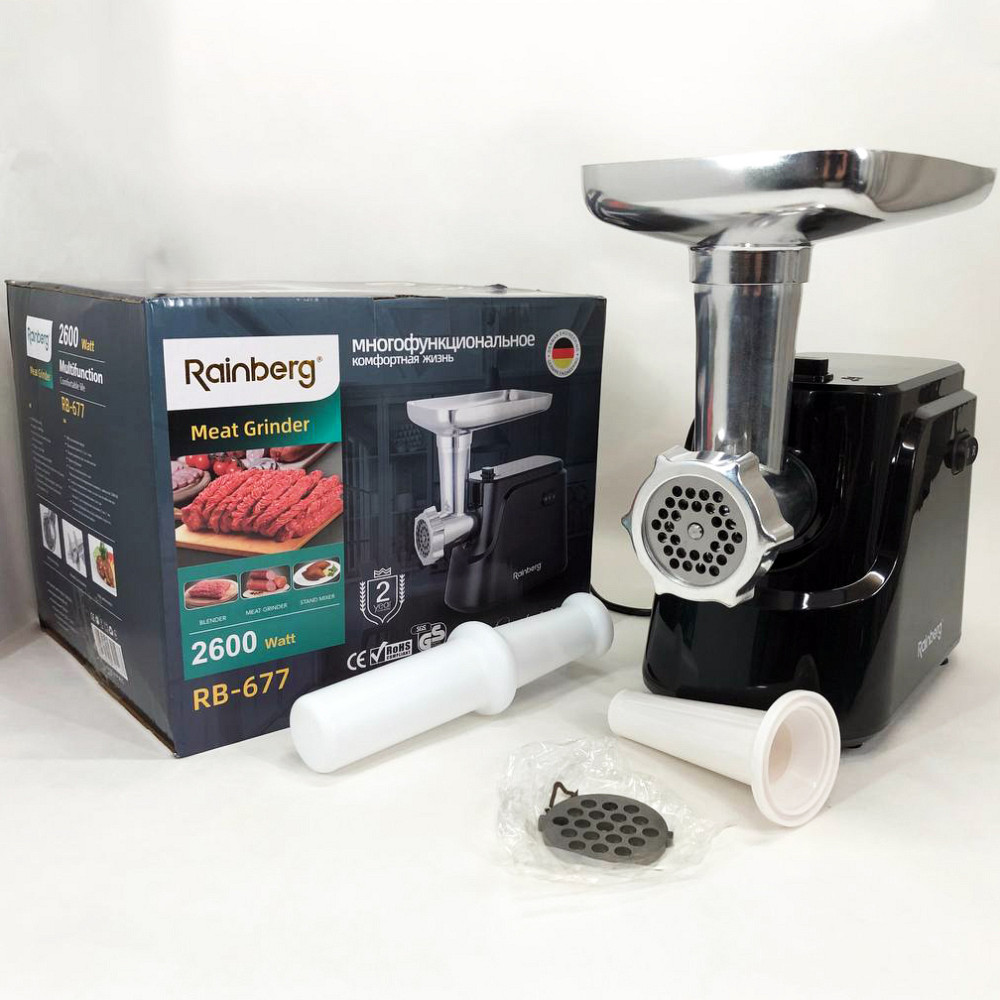 Мясорубка с 4 насадками Rainberg RB-677 2600 Вт, Мясорубка кухонная шнековая Томатная GX-13 Львов - изображение 12