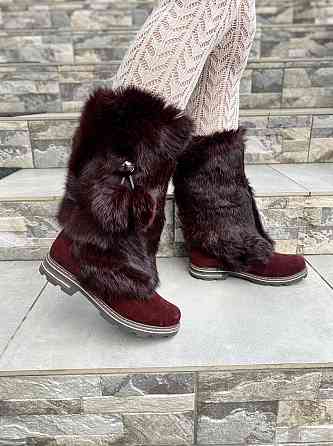TopS Унти жіночі TopS бордові натуральна замша хутро зима (АР-65) Коломыя