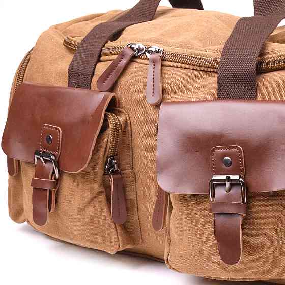 Зручна дорожня сумка із щільного текстилю 21239 Vintage Коричнева Київ