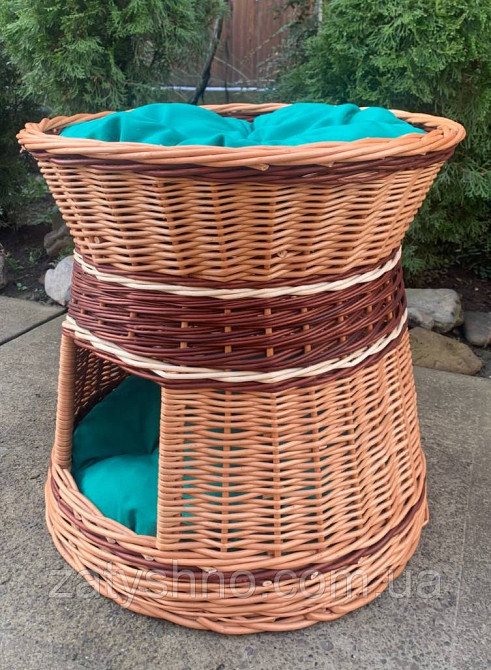 Лежак круглый для кошки плетеный, с подушкой Киев - изображение 4