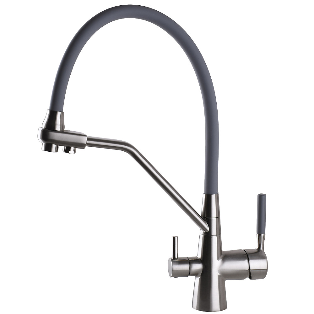 Змішувач для кухні під осмос Globus Lux GLLR-0800-08-02 гофрований  на гайці латунь,Сталь-Сірий Тернопіль - фото 5