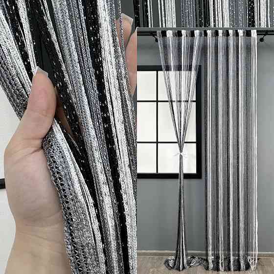 Шторы-нити с люрексом Графитовый с черным и белым 300х300см 1 шт (61-102) Киев