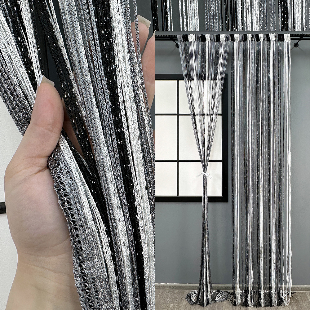 Шторы-нити с люрексом Графитовый с черным и белым 300х300см 1 шт (61-102) Киев - изображение 1