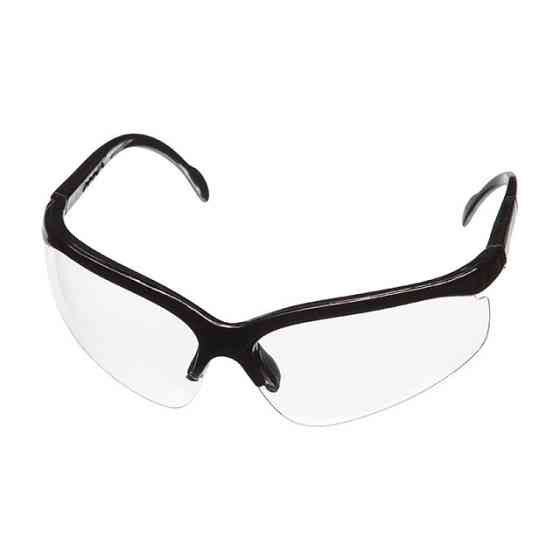 Окуляри захисні, прозорі, лінзи полікарбонат, заушники полікарбонат чорні, захист від удару, оптичний клас 3 INTERTOOL SP-0089 Київ
