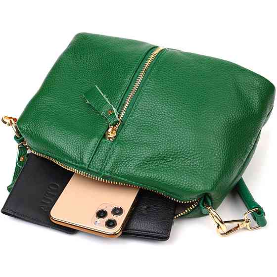 Молодіжна сумка через плече з натуральної шкіри Зелена (Vintage) Київ