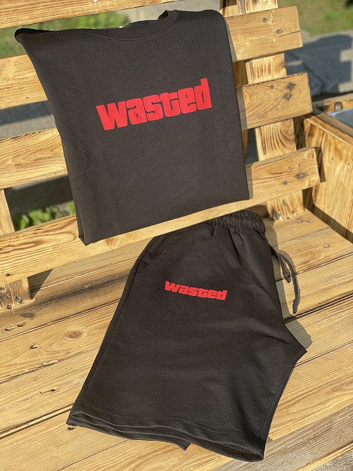 Костюм комплект Oversize літній Unisex  - WASTED (шорти + футболка) Чернівці - фото 1