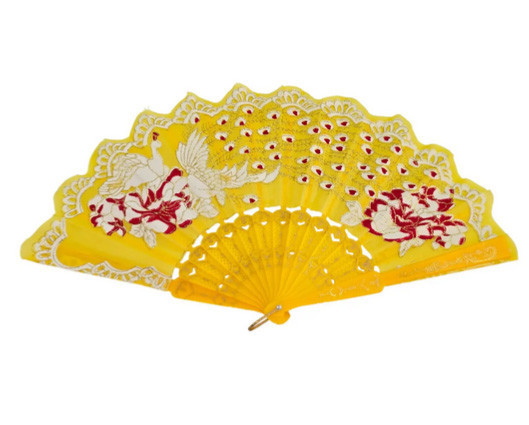 Віяло складане жовте Павичи Київ - фото 1