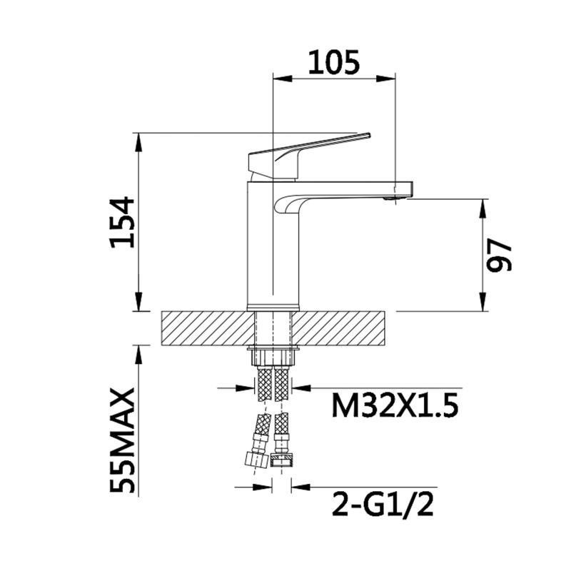 Смеситель для раковины Qtap Stenava New QTSTE270CRM45535 (k35), однорычажный, низкий, Chrome Харьков - изображение 2