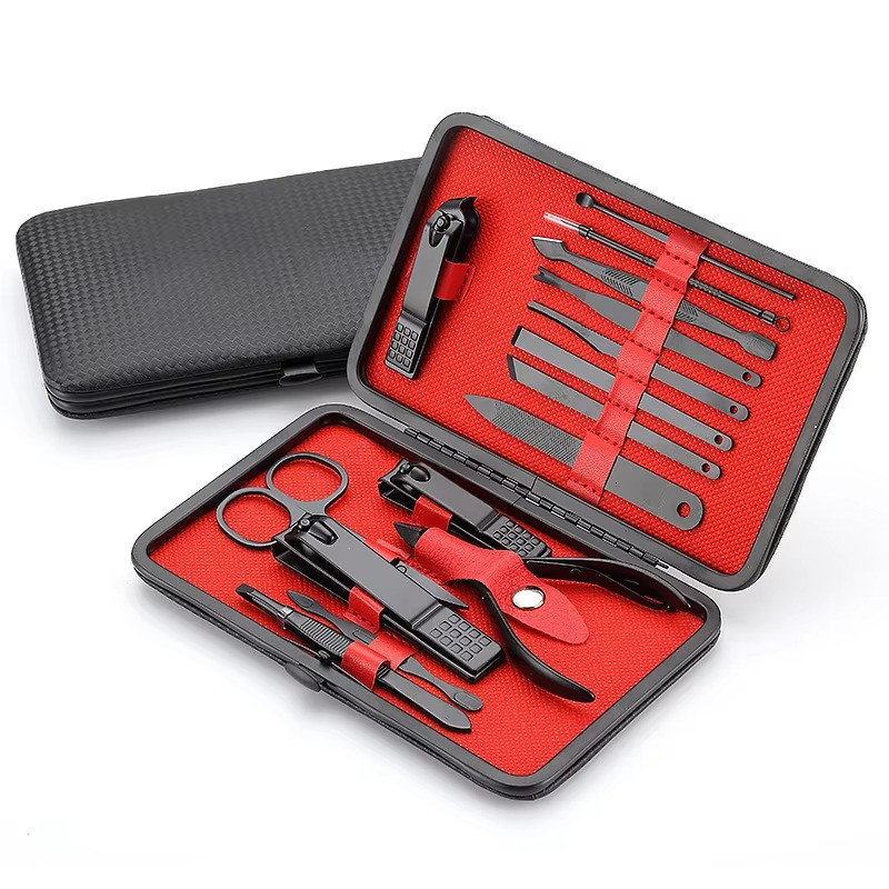 Набір для манікюру і педикюру універсальних інструментів, 16 шт, колір чорний у кейсі пінцет, ножиці, пилочка Кам'янець-Подільський - фото 3