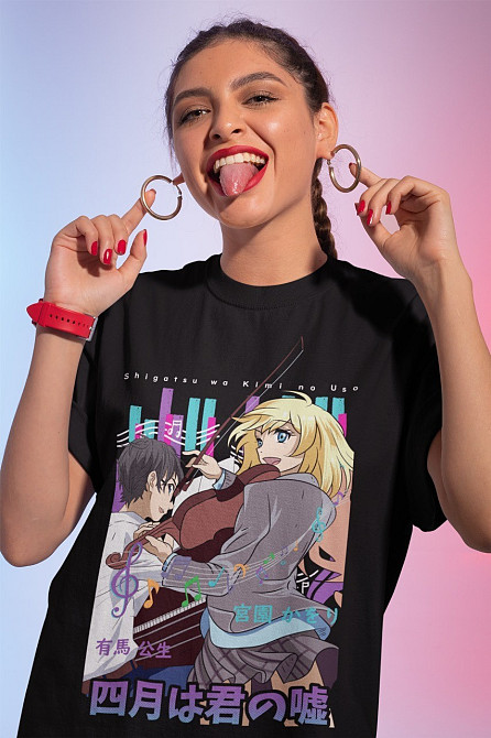 Футболка аниме Йоур Лие Ін Април оверсайз (S/M/L) Черний AnimeJ0403 Днепр - изображение 1