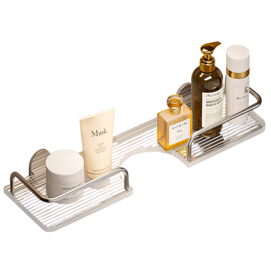 Акриловая настенная полка над раковиной для ванной и кухни, навесная полка 40×10см, цвет серебряный Каменец-Подольский