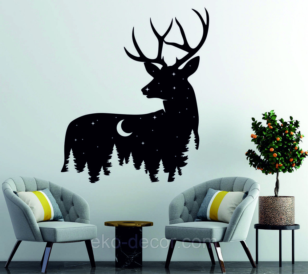 Декоративное настенное Панно «Новогодний олень» Декор на стену 110*92 см, Черный Киев - изображение 3