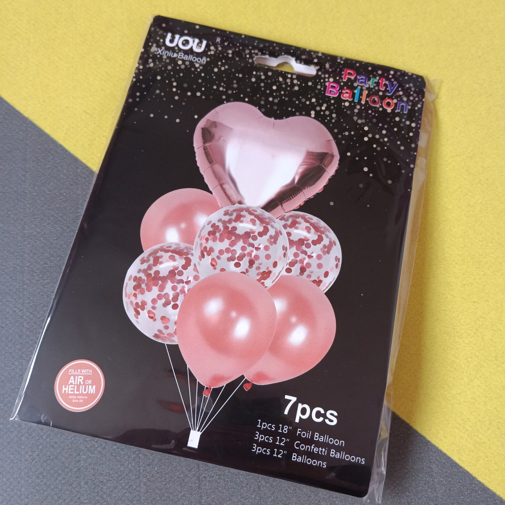 Набор воздушных шаров розовое золото 7шт. Киев - изображение 1