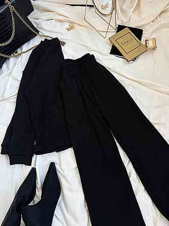 Женский базовый теплый костюм: кофта и брюки ангора рубчик Черный, 42/44 Одесса