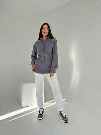 Жіноча тепла флісова кофта на змійці щільний двосторонній фліс Графіт, 42/44 Одеса