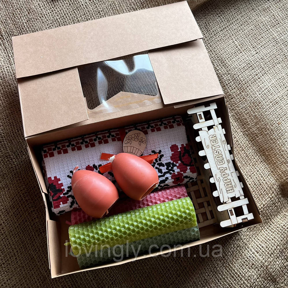 Подарочный набор на Пасху со свечами ручной работы, декоративной подставкой и полотенцем. Ирпень - изображение 2